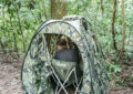 Wild bird photography hide setup in Chiang Dao forest, Northern Thailand